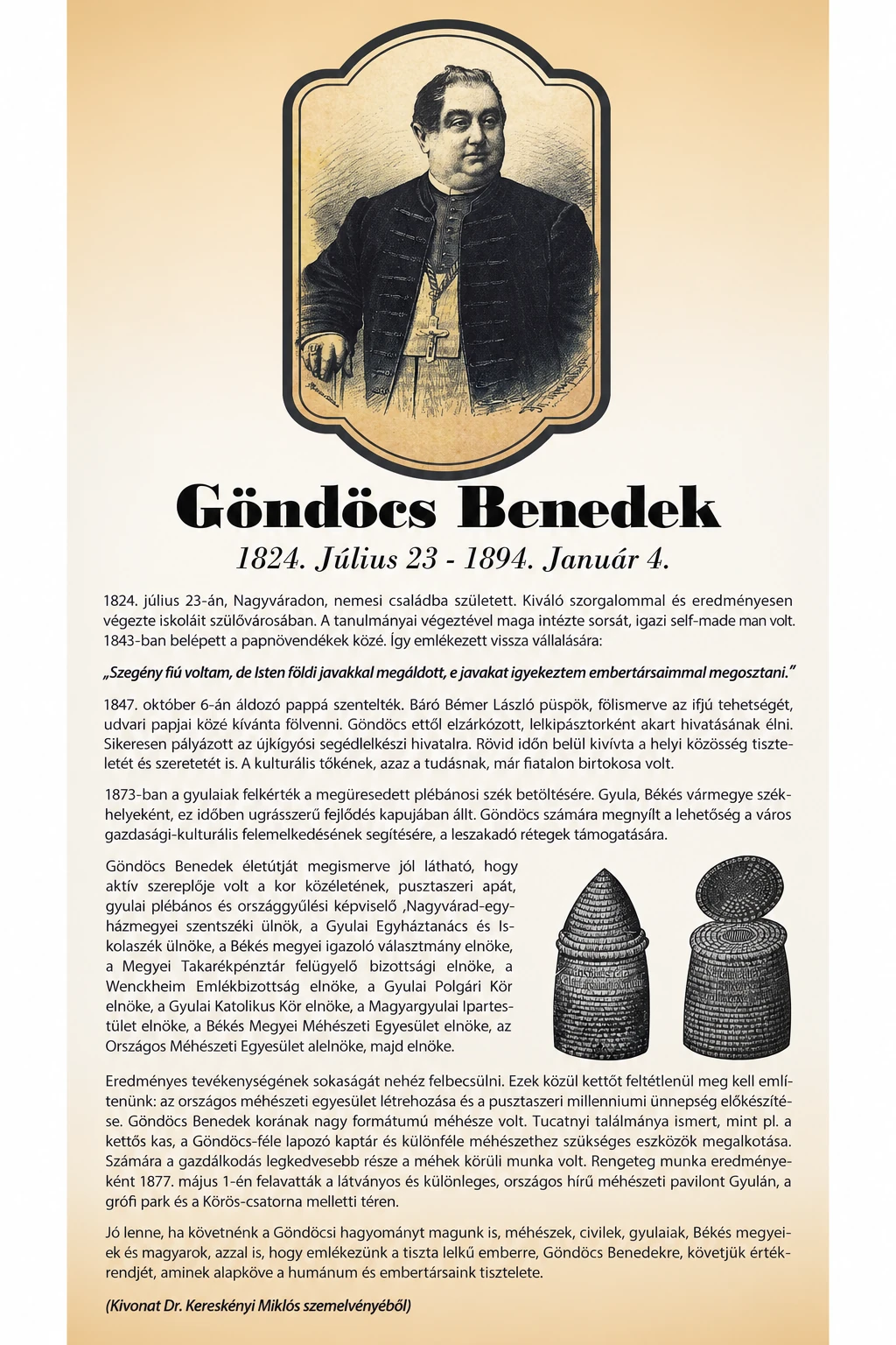 Göndöcs Benedek életét és munkásságát bemutató történelmi ismertető